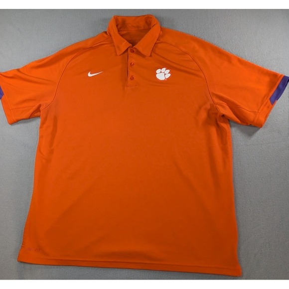 Nike Other - Nike Mens Clemson Tigers Dri-FIT Short Sleeve Polo Shirt Large Orange Solid